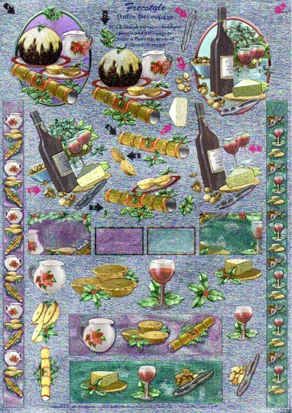 Christmas Pudding,  Party & Festivities Freestyle 3d Decoupage Sheet From Dufex