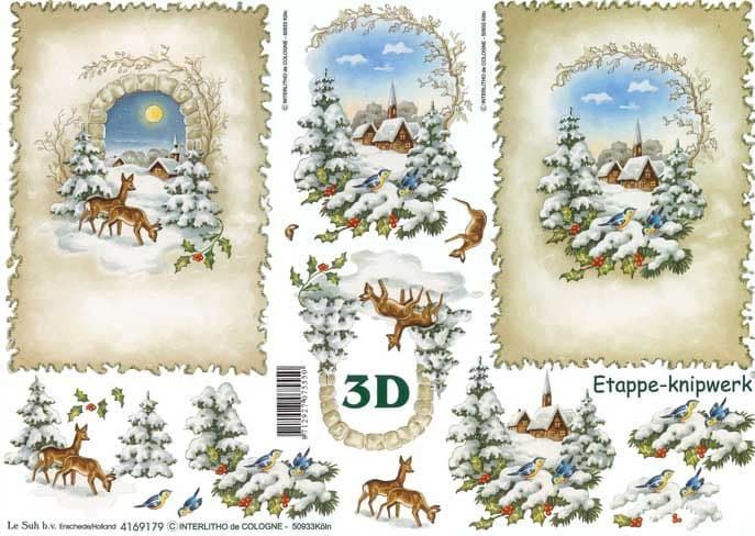 Christmas Scene Designs 3d Decoupage Sheet from Le Suh