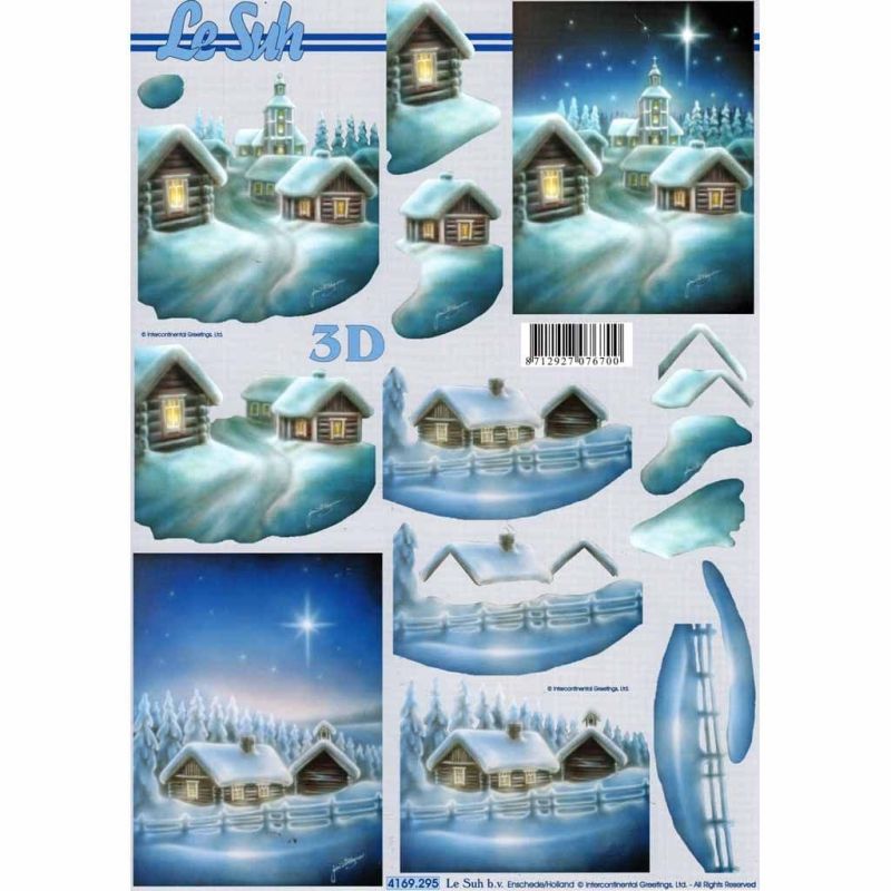 Christmas Snow Scenes Designs 3d Decoupage Sheet