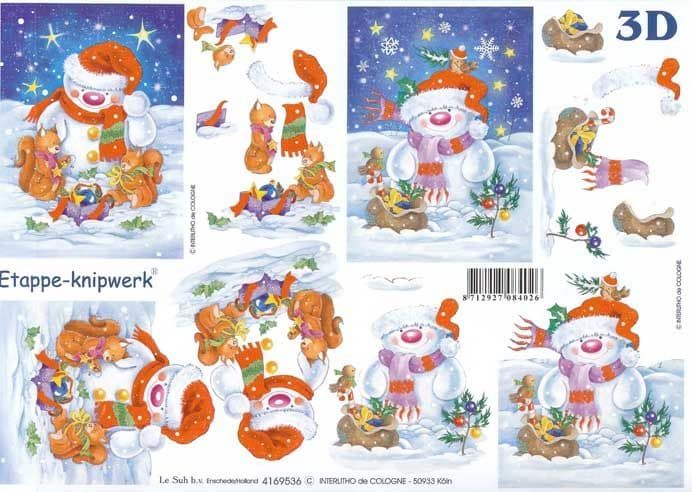 Christmas Snowman Designs 3d Decoupage Sheet