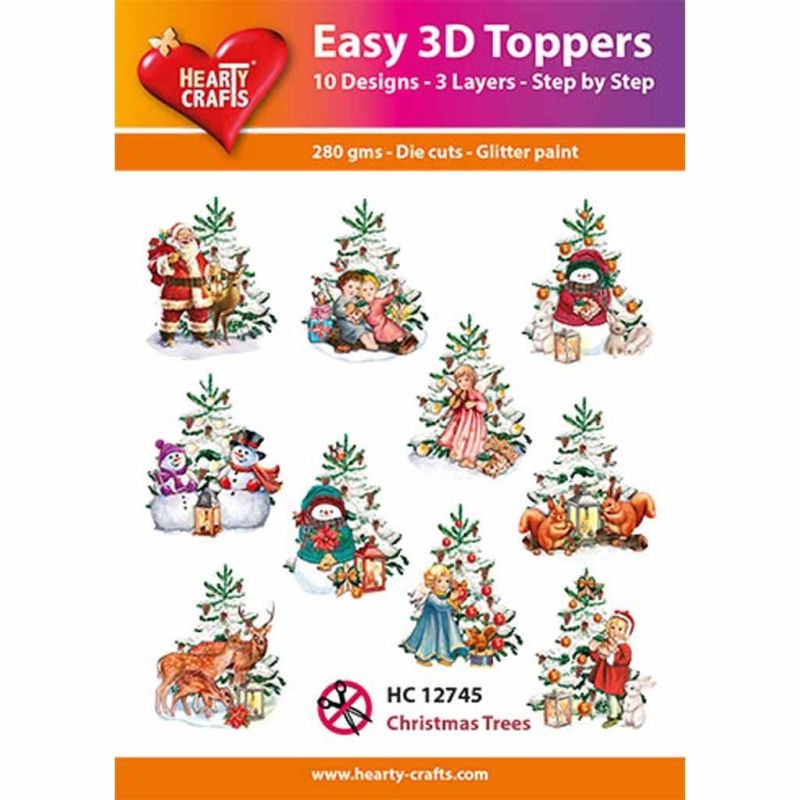 Christmas Trees Easy 3D  Paper Craft Toppers for Card Making