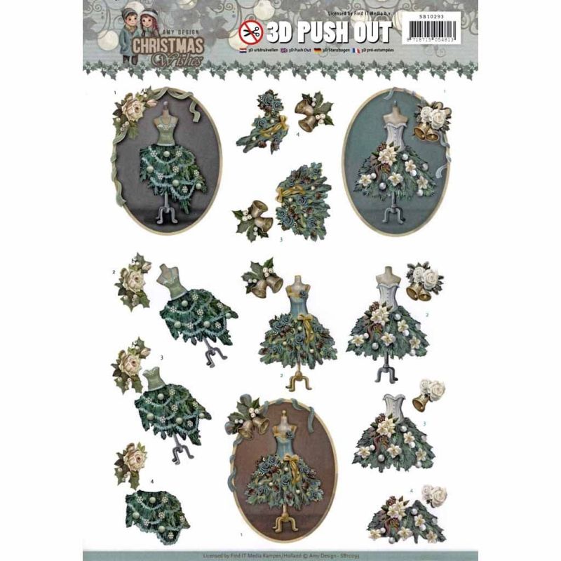 Christmas Wishes Well Dressed- Amy Designs 3D decoupage Die Cut Sheet