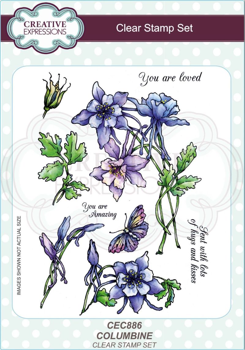 Columbine Flowers Clear Unmounted Paper Craft Rubber Stamps