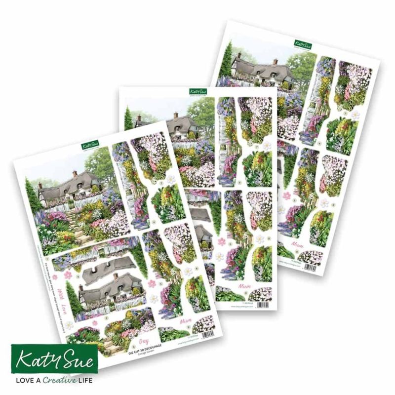 Cottage Garden 3pk Die Cut 3d Decoupage Craft Sheets by Katy Sue