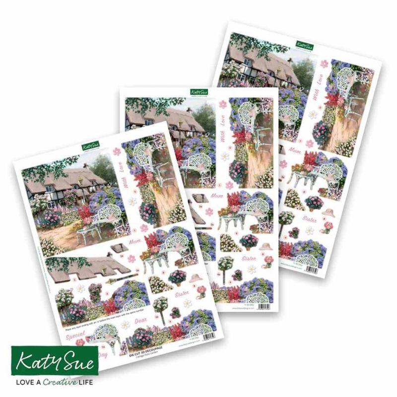 Cottage Patio Garden 3pk Die Cut 3d Decoupage Craft Sheets by Katy Sue