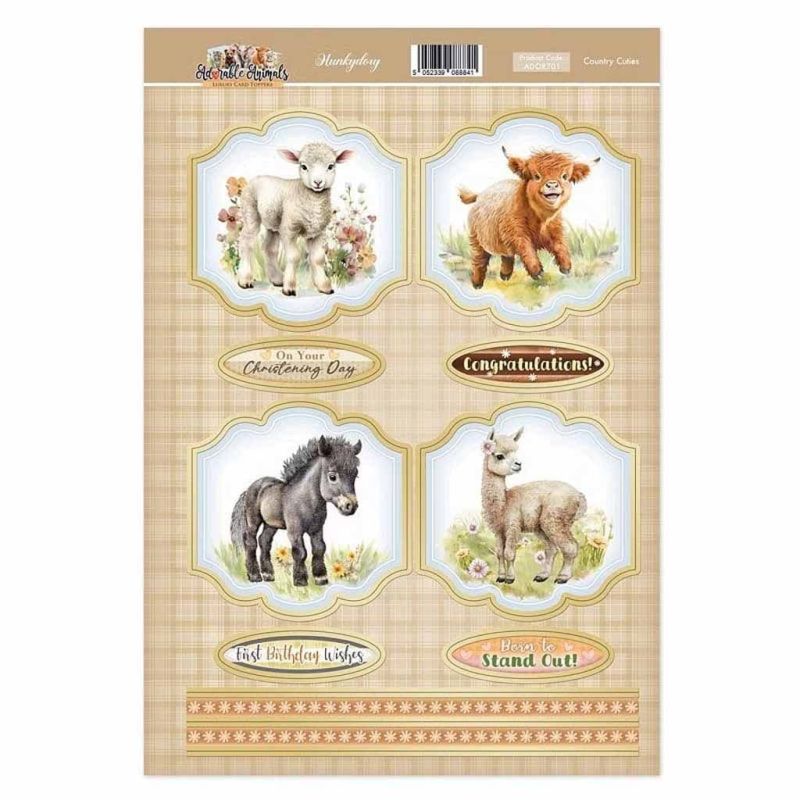 Country Cuties Lame, Highland Cow, Horse & Alpaca Adorable Animals Toppers