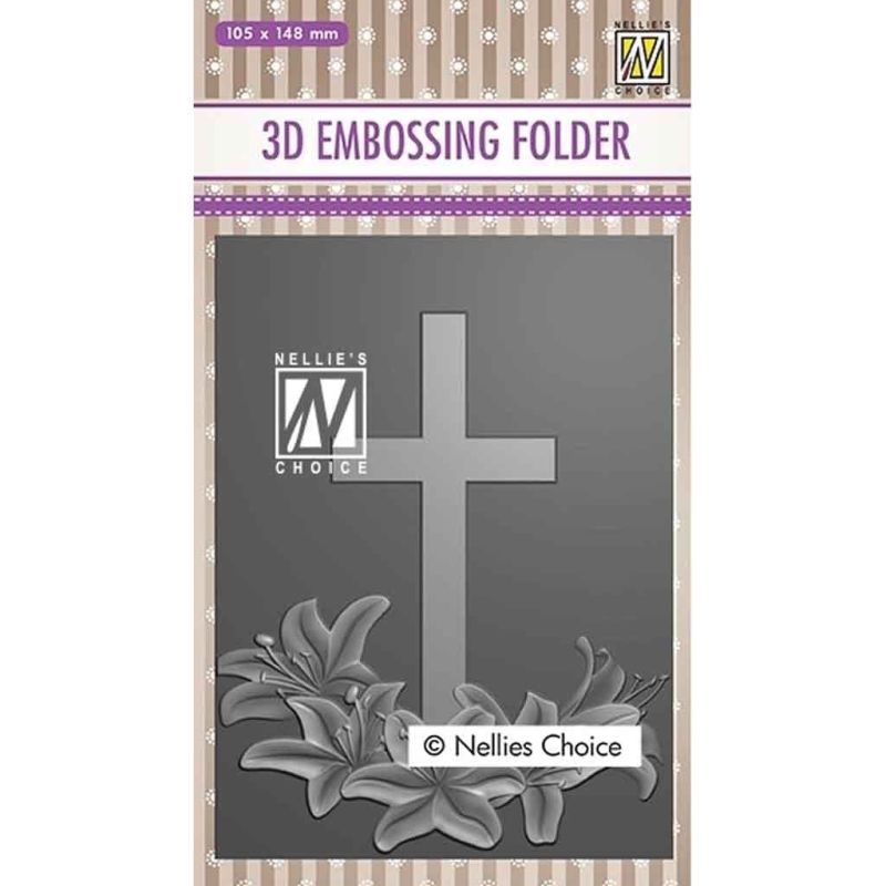 Cross & Lilies 3d Embossing Folder by Nellie's Choice