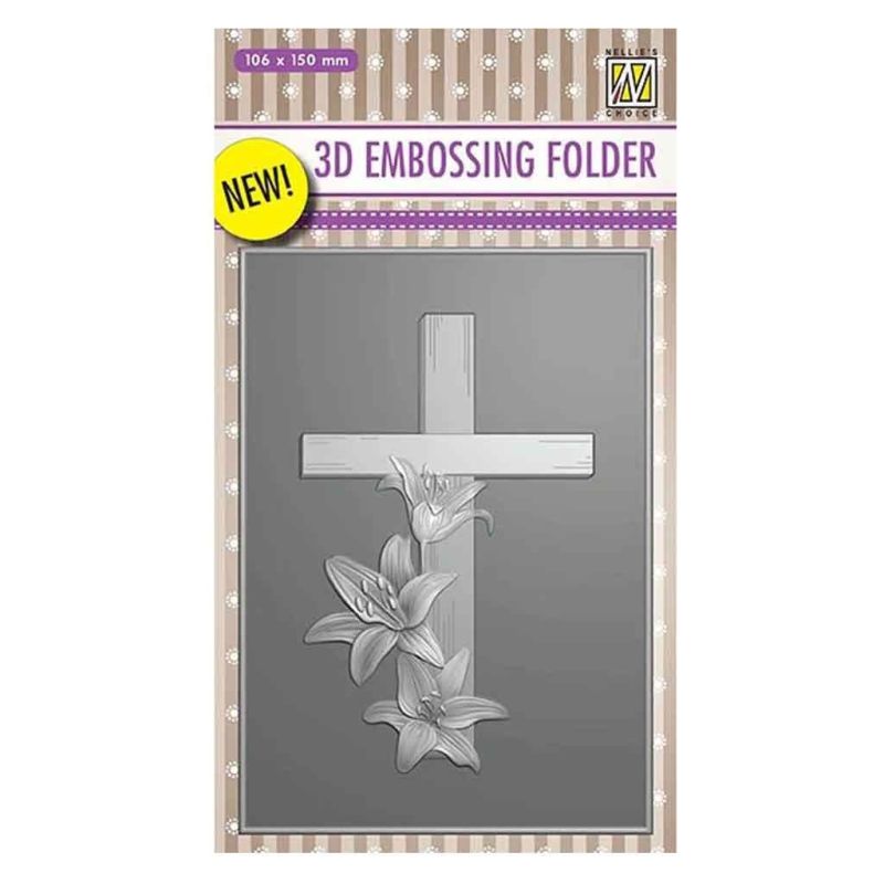 Cross With Lilies 3d Embossing Folder by Nellie's Choice