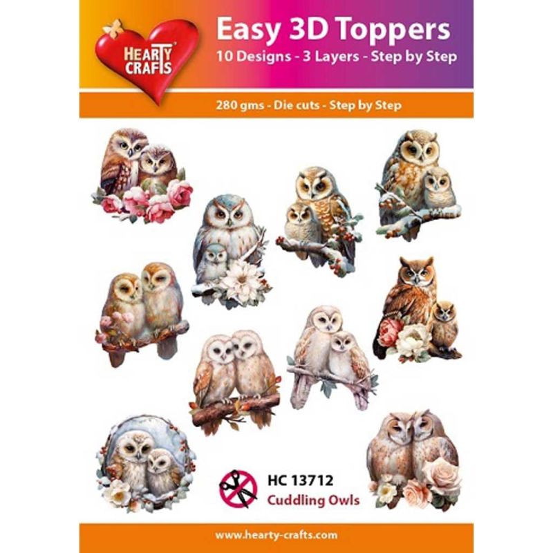 Cuddling Owls Easy 3D  Craft Toppers for Paper Card Making