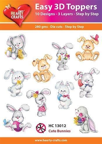 Cute Bunnies Easy 3D  Craft Toppers for Paper Card Making