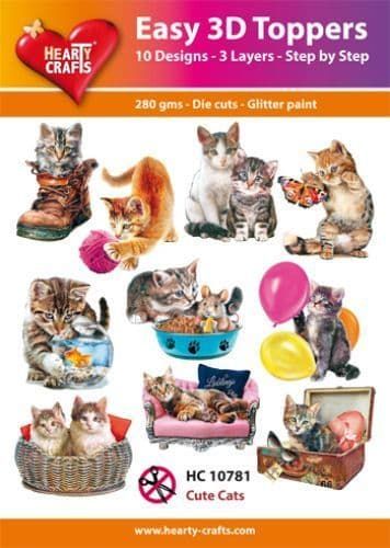 Cute Cats Easy 3D  Craft Toppers for Paper Card Making