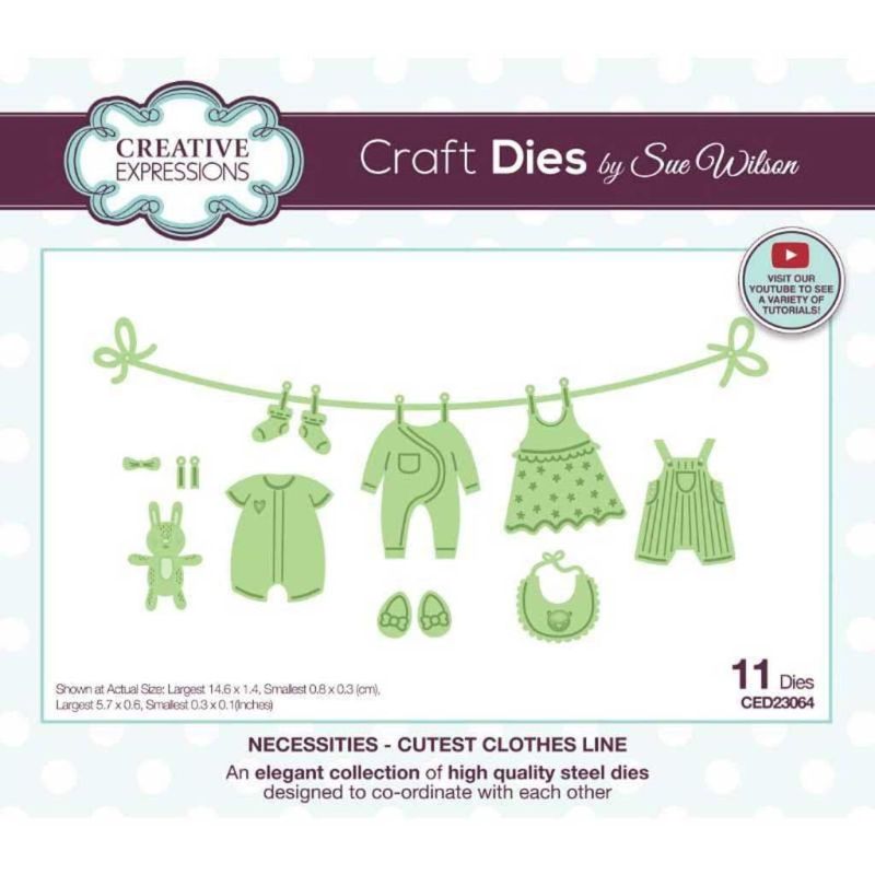 Cutest Clothes Line New Baby Paper Craft Metal Dies by Sue Wilson