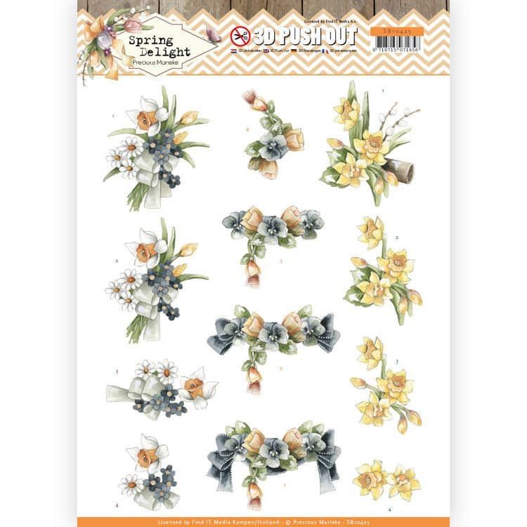 Daffodil Bouquets - Precious Marieke 3D decoupage Die Cut Sheet