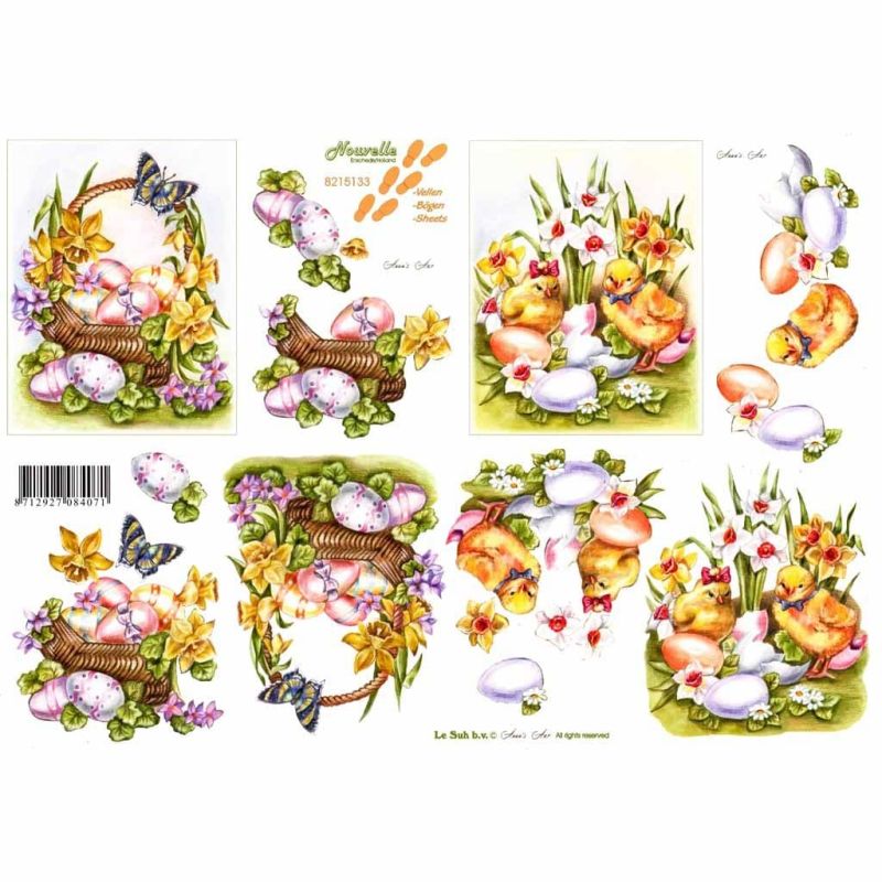 Daffodils & Chicks 3d Decoupage Sheet from Le Suh