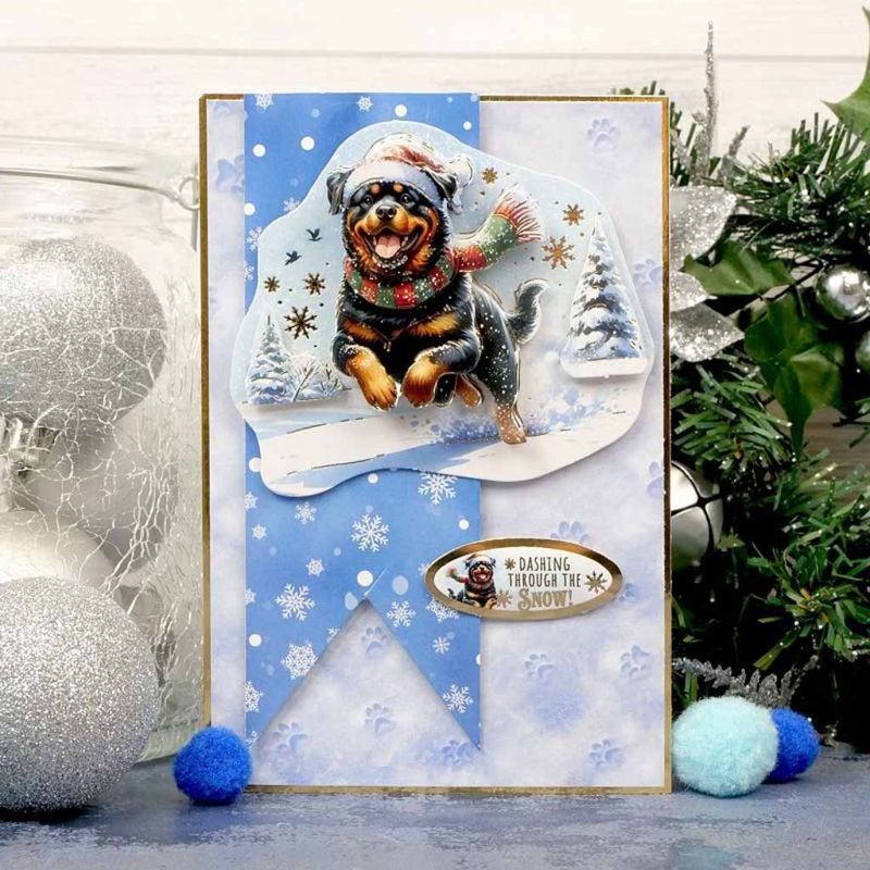 Rottweiler & German Shepherd Christmas Dog Tales Die Cut 3d Craft Decoupage