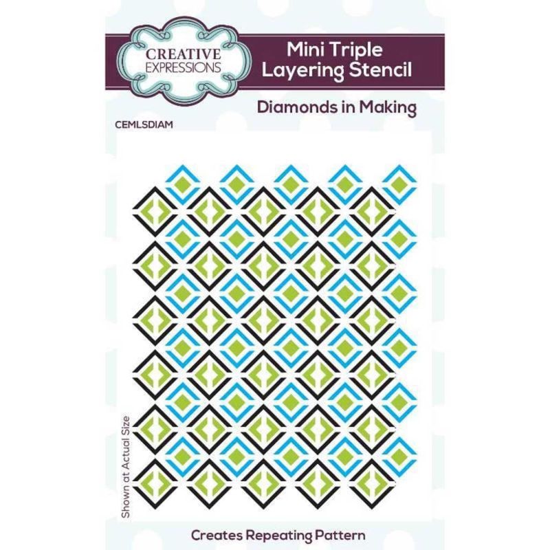 Diamonds In Making Mini Triple Layering Stencil for Paper Crafts