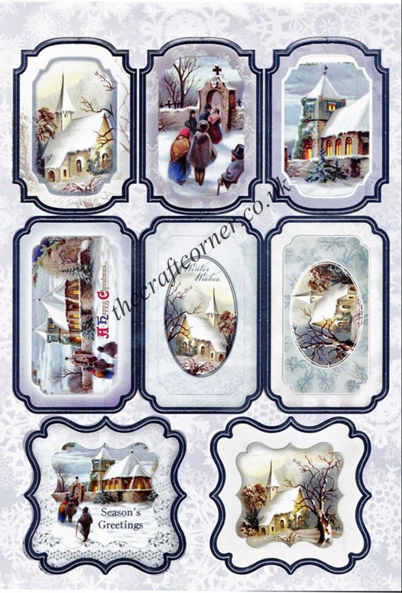 Die Cut Foil Traditional Christmas Village Scene Toppers and Backing Card from Craft UK Ltd