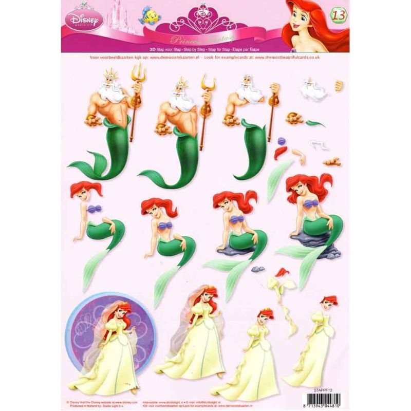 Disney Ariel - The Little Mermaid 13 3d Decoupage Sheet