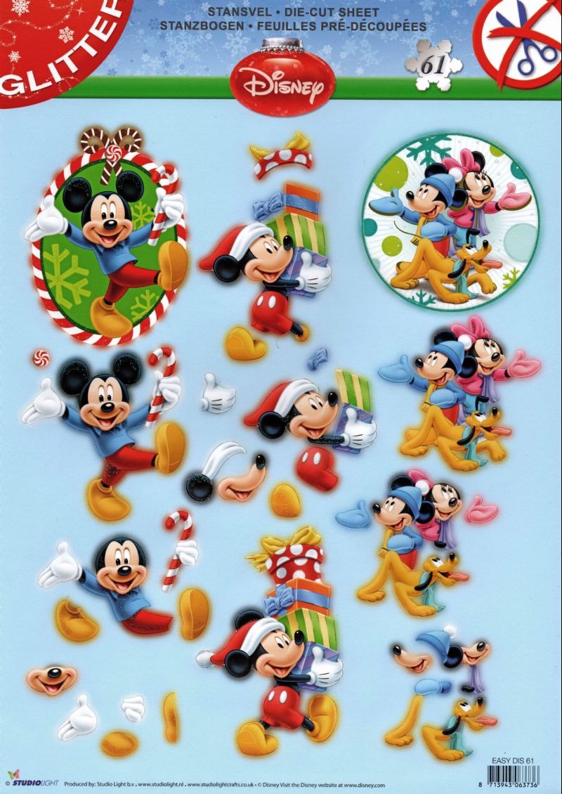 Disney Mickey Mouse & Friends at Christmas Die Cut 3d Decoupage Sheet