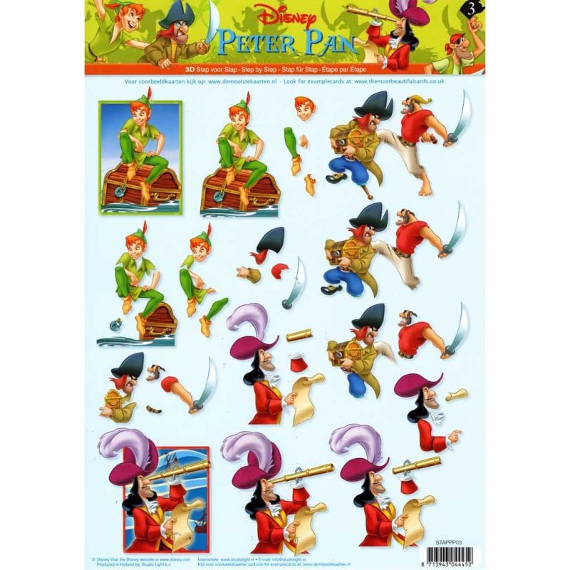 Disney Peter Pan & Captain Hook 3 3d Decoupage Sheet