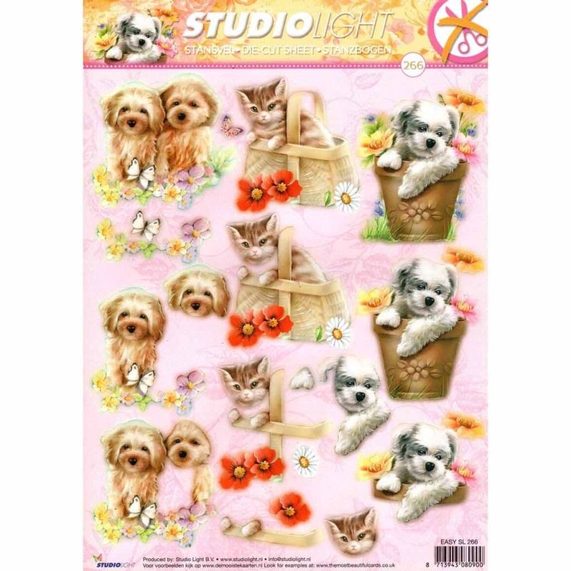 Dogs & Cat Die Cut 3d Decoupage Paper Craft Sheet