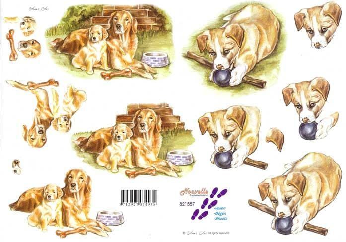 Dogs Playing 3d Decoupage Sheet