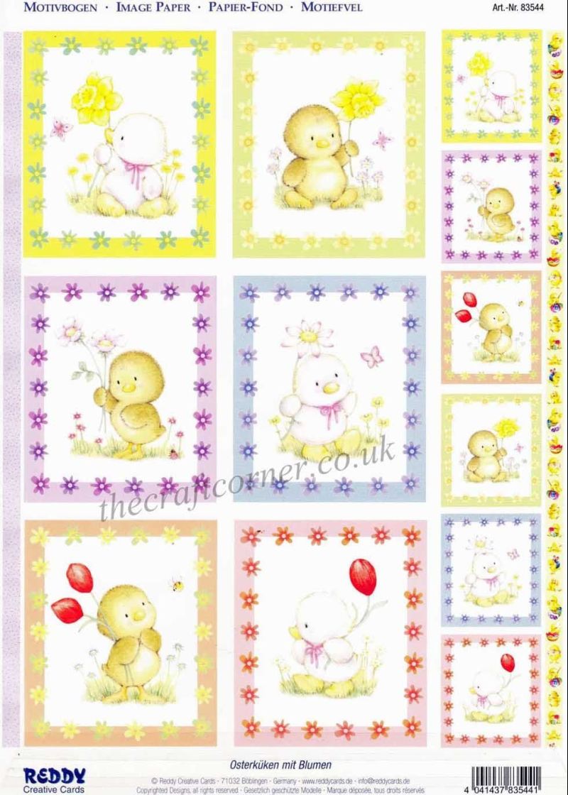 Ducklings & Chicks With Spring Flowers Die Cut 3d Decoupage 2 Sheets From Reddy Creative Cards