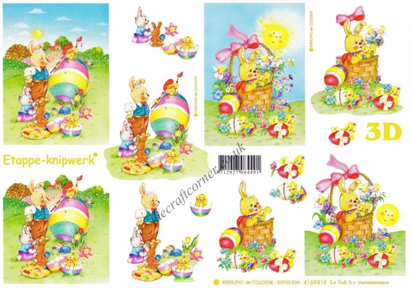 Easter Animals Painting Eggs 3d Decoupage Sheet Designed by Le Suh