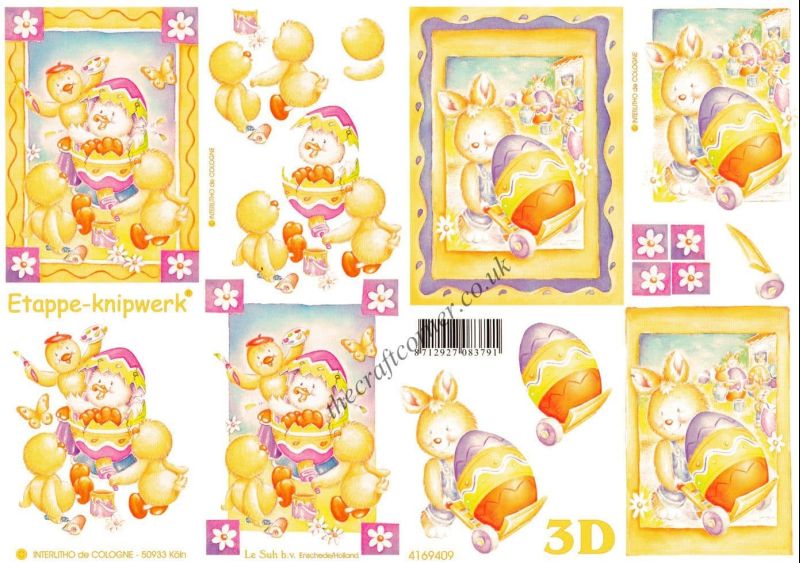 Easter Bunny with Eggs 3d Decoupage Sheet from Le Suh