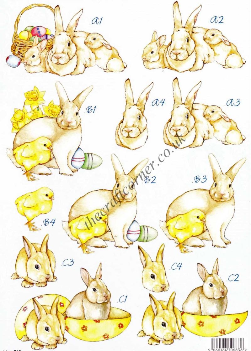 Easter Chick & Bunny 3d Decoupage Sheet