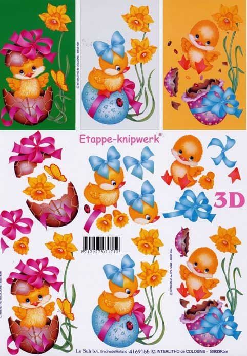 Easter Chicks 3d Decoupage Sheet from Le Suh