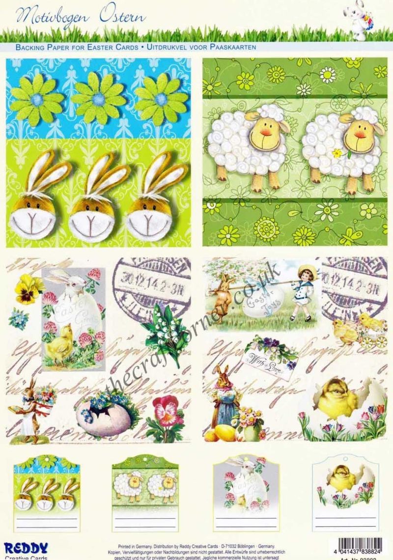 Easter Rabbits, Sheep & Collage Designs Die Cut 3d Decoupage 2 Sheets From Reddy Creative Cards