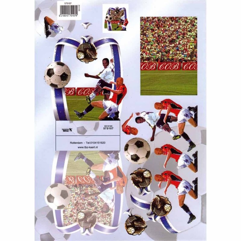 Embossed Football Design Stand Up 3d Decoupage Sheet