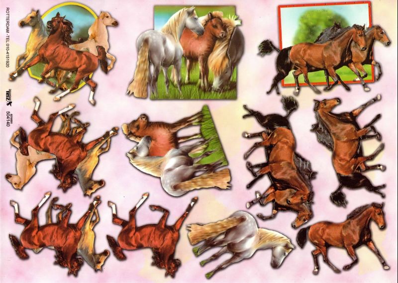 Embossed Horse Designs 3d Decoupage Sheet