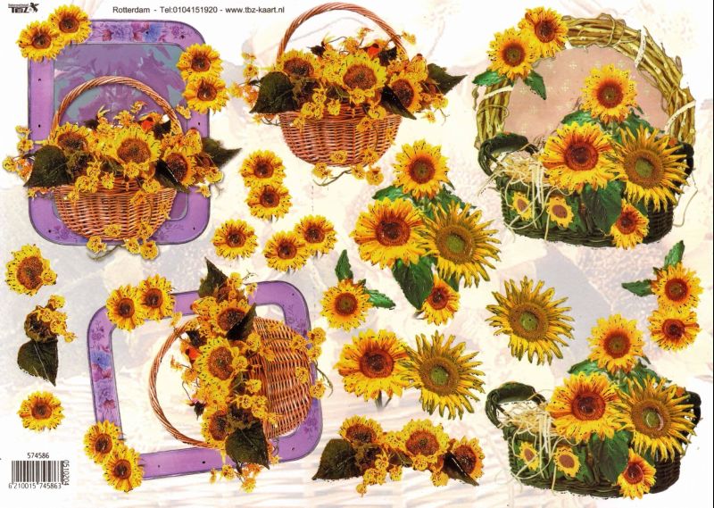 Embossed Sunflower Designs 3d Decoupage Sheet