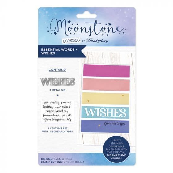 Essential Words Moonstone Combos Sentiments Paper Craft Die & Clear Rubber Stamps