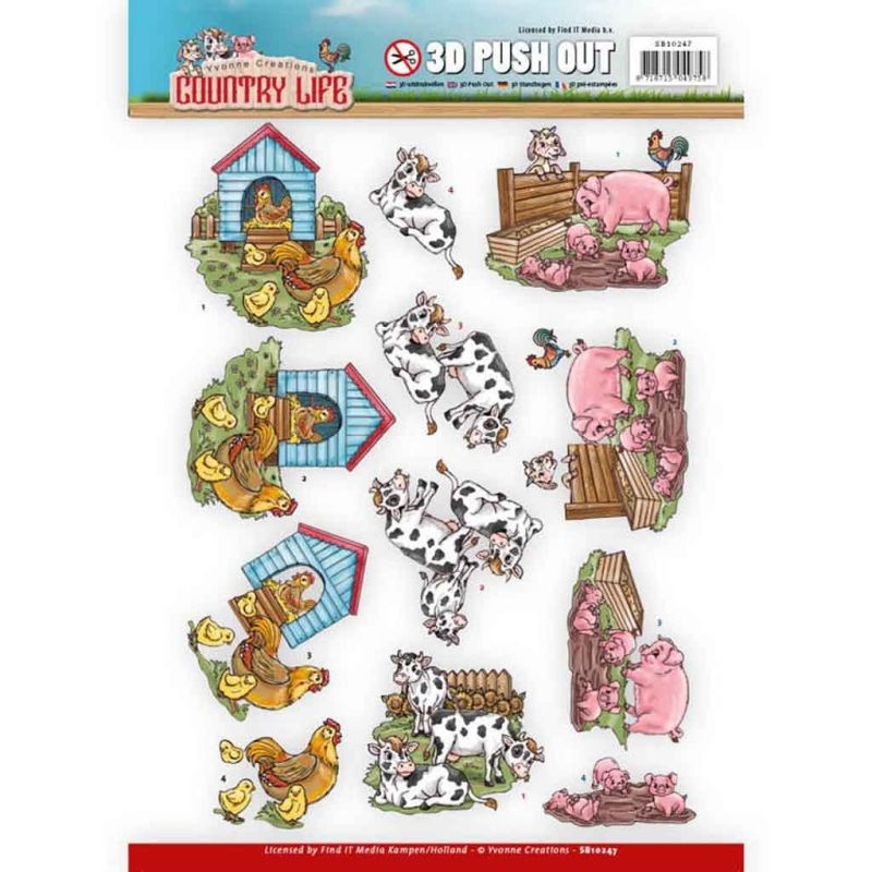 Farm Animals - Yvonne Creations 3D decoupage Die Cut Sheet