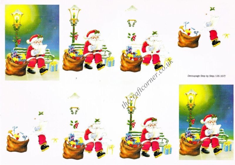 Father Christmas Checking His List 3d Decoupage Sheet