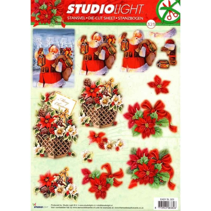 Father Christmas & Decorations Die Cut 3d Decoupage Paper Craft Sheet