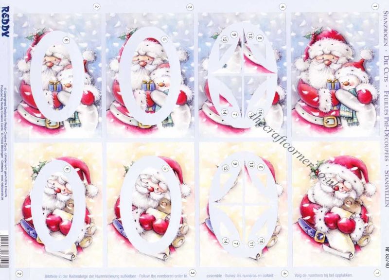 Father Christmas & Snowman With A Puppy & A Kitten Die Cut 3d Decoupage Sheet