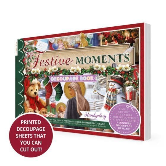 Festive Moments Christmas Hunkydory 3D Decoupage Craft Paper Book