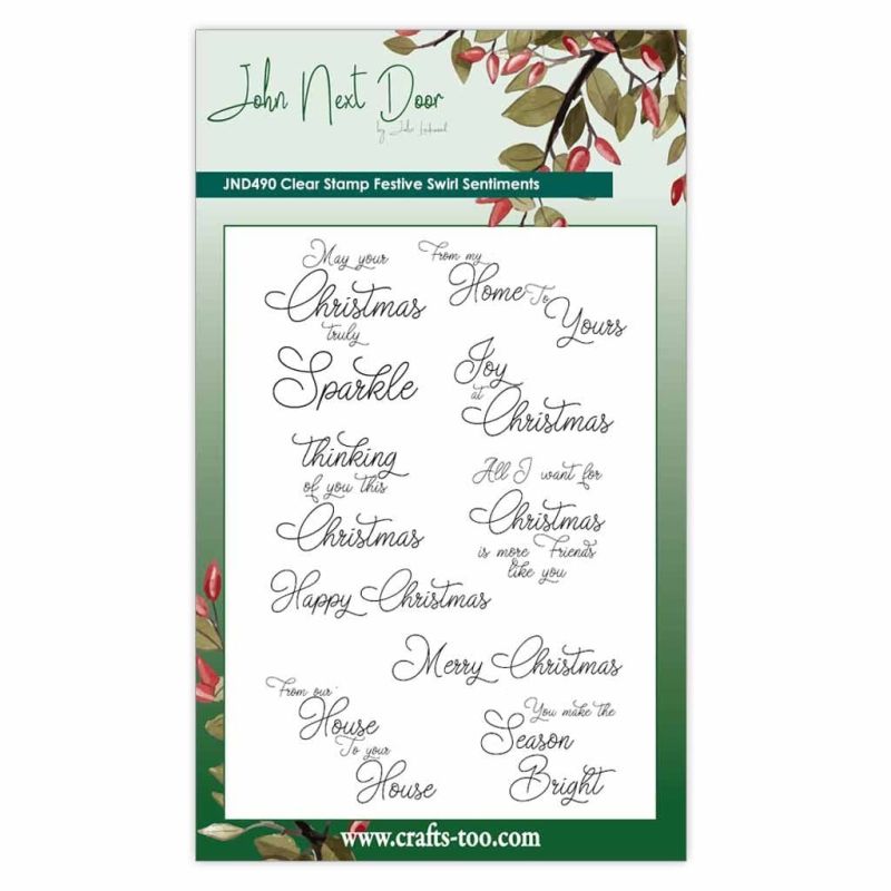 Festive Swirl Sentiments Clear Rubber Stamp by Sizzix for Paper Crafts