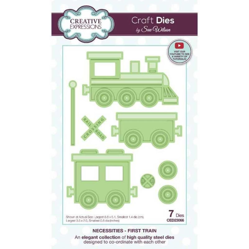 First Train 7 Paper Craft Metal Dies by Sue Wilson