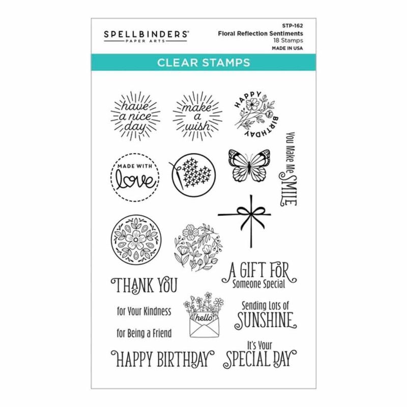 Floral Reflection Sentiments Clear Rubber Stamps by Spellbinders for Paper Crafts