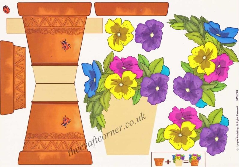 Flower Pot Stand Up 3d Decoupage Sheet