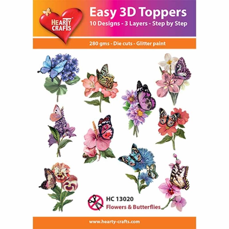 Flowers & Butterflies Easy 3D  Craft Toppers for Paper Card Making