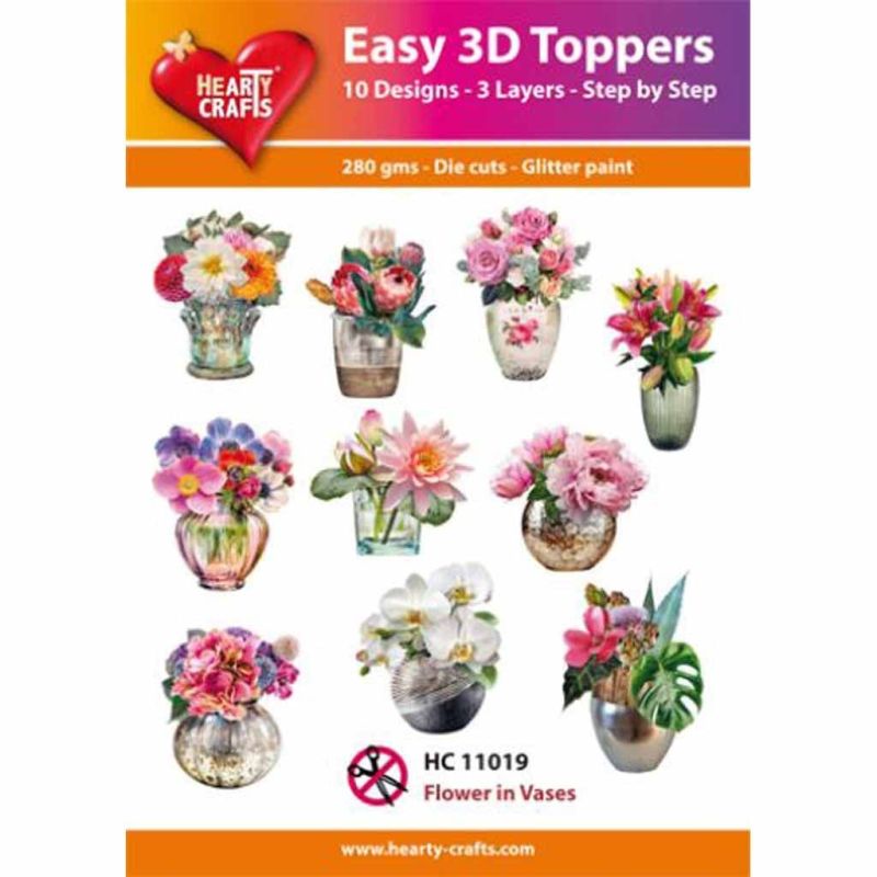 Flowers In Vases Easy 3D  Craft Toppers for Paper Card Making