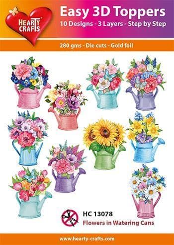 Flowers In Watering Cans Easy 3D  Craft Toppers for Paper Card Making