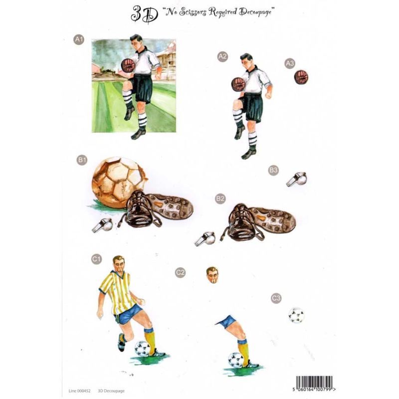 Football Die Cut 3d Decoupage Paper Craft Sheet From Craft UK Ltd