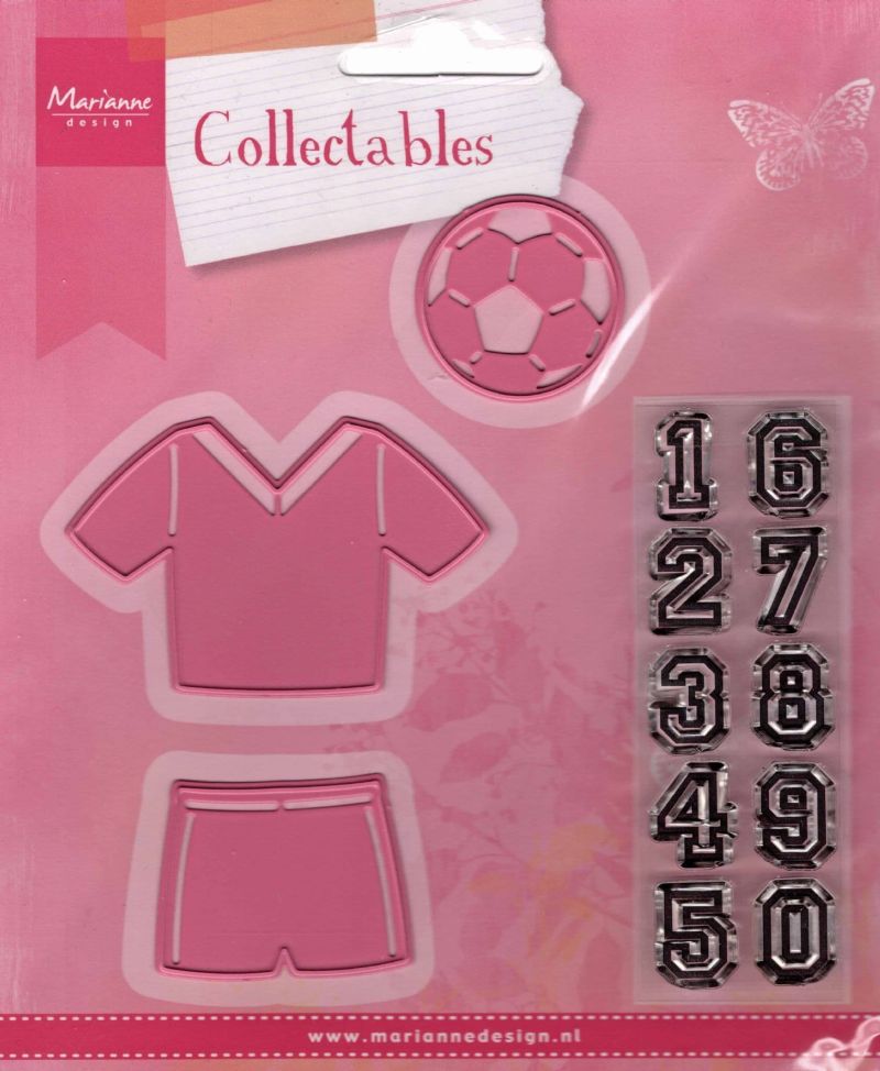 Football Kit & Numbers Metal Dies and Clear Rubber Stamps by Marianne Design